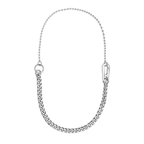 Andrea Denver Half Curb Link Chain + Half Beaded Chain Necklace // 26"