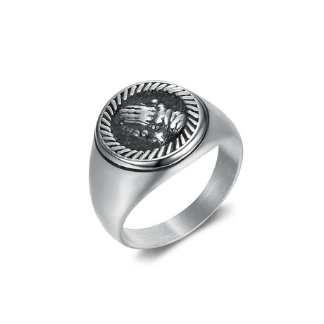 Round Praying Hands Signet Ring // Silver (7)
