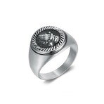 Round Praying Hands Signet Ring // Silver (7)