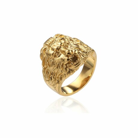 Tiny Lion Head Signet Ring // Gold (7)
