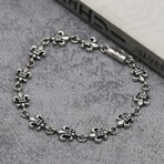Oxidized Sterling Silver Fleur-De-Lis Bracelet // 7"
