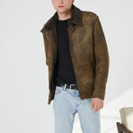 Jordan Shearling Jacket // Mustard + Brown (XL)