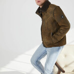 Jordan Shearling Jacket // Mustard + Brown (XL)