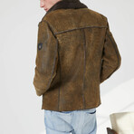 Jordan Shearling Jacket // Mustard + Brown (XL)