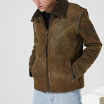 Jordan Shearling Jacket // Mustard + Brown (XL)