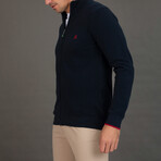 Cristian Cardigan // Navy + Bordeaux (XL)