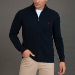 Cristian Cardigan // Navy + Bordeaux (XL)