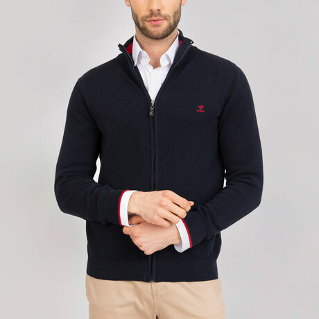 Cristian Cardigan // Navy + Bordeaux (XS)