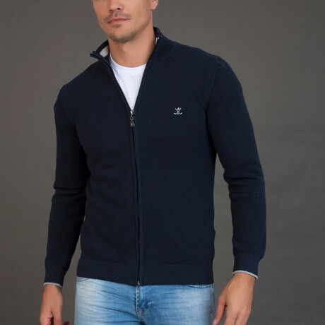 Bilbao Cardigan // Navy + Gray (XS)