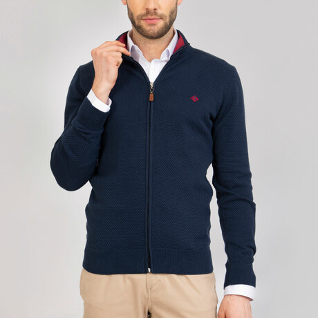 Edrick Textured Cardigan // Navy (XS)