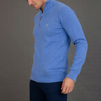 Dilan Half Zipped Textured Pullover // Dark Blue Melange (S)
