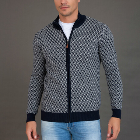Charge Cardigan // Navy + Gray (XS)