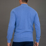 Dilan Half Zipped Textured Pullover // Dark Blue Melange (S)