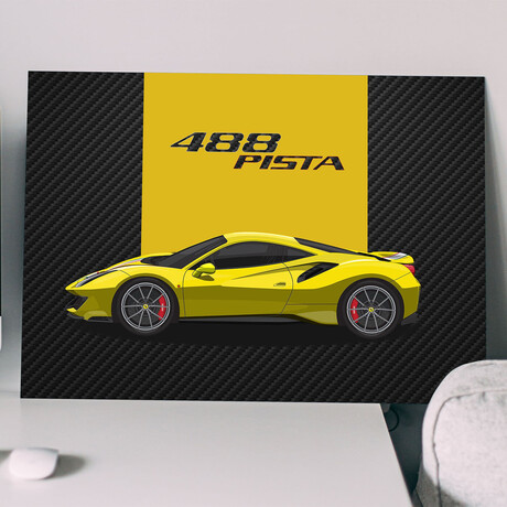 SuperCar 488 PISTA (Yellow) // Matte (28"H x 20"W)