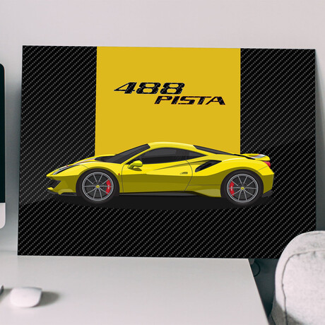 SuperCar 488 PISTA (Yellow) // Gloss (28"H x 20"W)