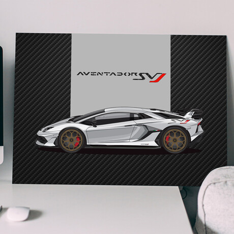 SuperCar Aventador SVJ (White) // Matte (28"H x 20"W)