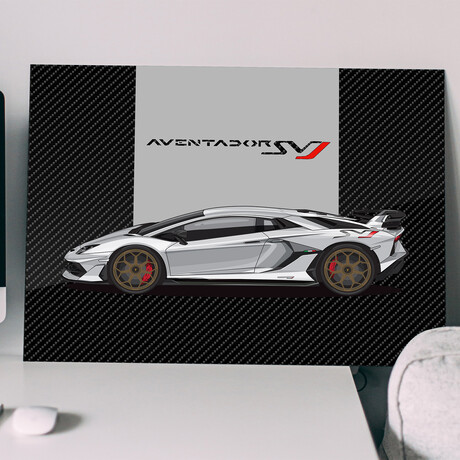 SuperCar Aventador SVJ (White) // Gloss (28"H x 20"W)