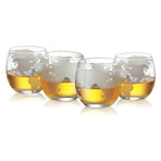 World Globe Whiskey Glasses // Set of 4