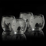 World Globe Whiskey Glasses // Set of 4