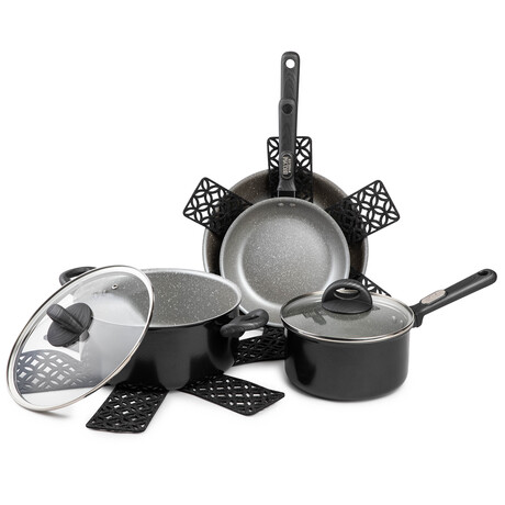 8 Piece Satellite Nonstick Cookware Set  // Silver