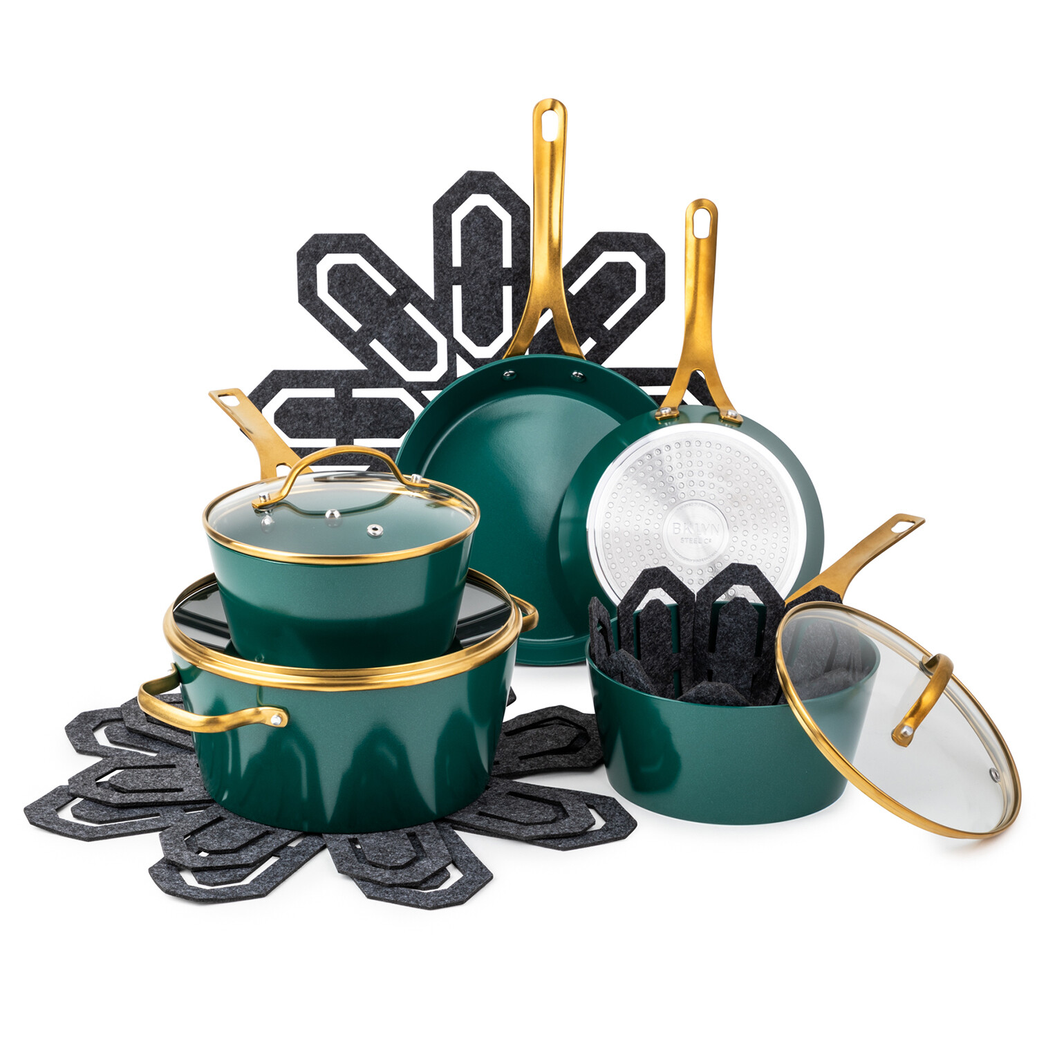 12 Piece Orbit Ceramic Cookware Set // Emerald  Ceramic cookware, Ceramic cookware  set, Cookware set