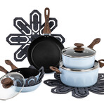 12 Piece Solstice Nonstick Cookware Set  // Blue