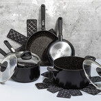 12 Piece Zodiac Nonstick Cookware Set  // Black