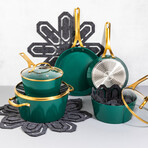 12 Piece Orbit Ceramic Cookware Set // Emerald