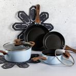 8 Piece Solstice Nonstick Cookware Set  // Blue