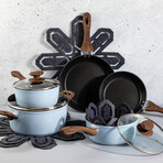 12 Piece Solstice Nonstick Cookware Set  // Blue