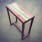 River Series Accent Table // Walnut + Green Glass
