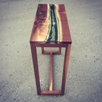 River Series Accent Table // Walnut + Green Glass