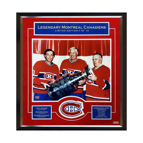 Maurice Richard, Jean Beliveau, Guy Lafleur Signed // Limited Edition of 10 Patch with Photo