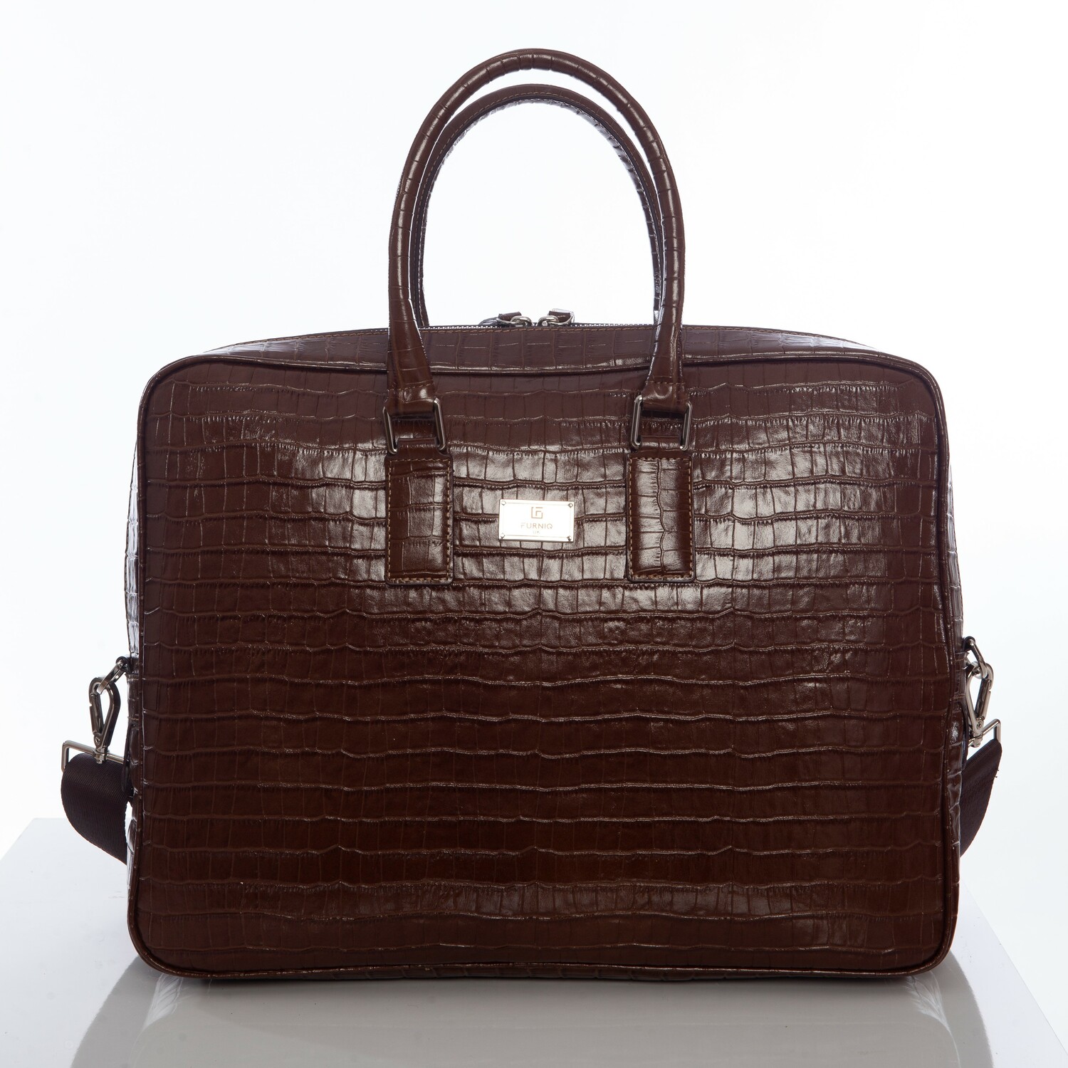 Barcelona Leather Crocodile Laptop Bag // Brown - Furniq - Touch of Modern