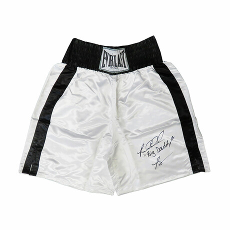 Riddick Bowe // Signed Everlast White Boxing Trunks // "Big Daddy" Inscription