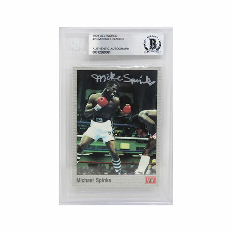 Michael "Mike" Spinks // Signed 1991 All World Boxing Card #23 // Beckett Encapsulated