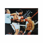Ray Mercer // Signed "Boxing Action vs Tommy Morrison" 8x10 Photo // "Merciless" Inscription