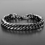 Black Plated Stainless Steel Curb Chain Bracelet // 8"