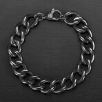 Polished Black Plated Stainless Steel Curb Chain Bracelet // 8.5"