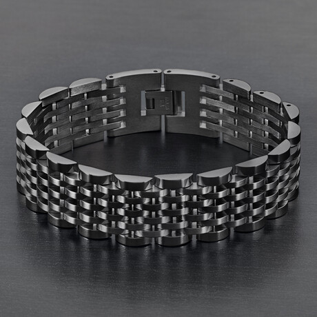 Black Plated Stainless Steel Link Bracelet // 8.25"