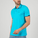 Brett Short Sleeve Polo Shirt // Turquoise + Navy (S)