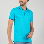 Brett Short Sleeve Polo Shirt // Turquoise + Navy (M)