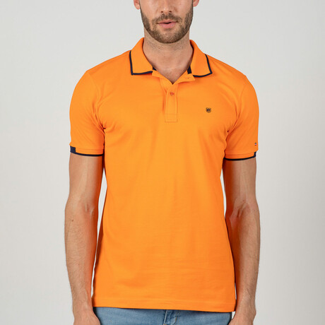 Jason Short Sleeve Polo Shirt // Orange + Navy (S)