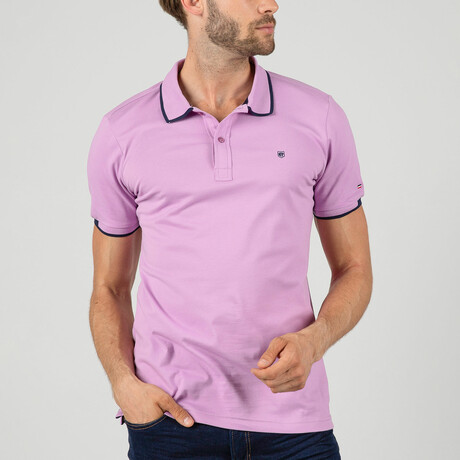 Anthony Short Sleeve Polo Shirt // Purple + Navy (M)