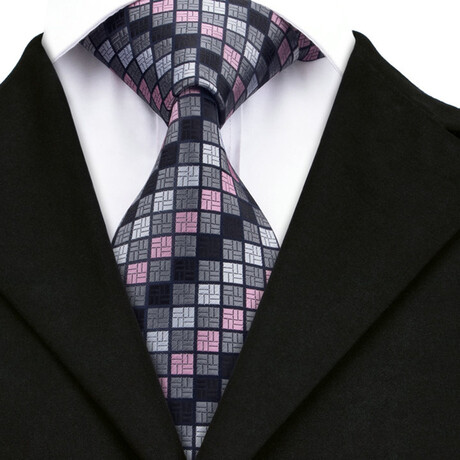 Florence Handmade Silk Tie // Black + Gray + Pink