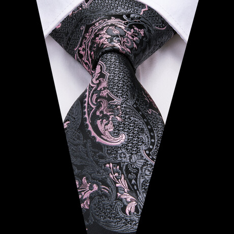 Monarch Handmade Silk Tie // Charcoal + Light Pink