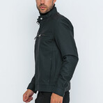 Jovani Leather Jacket // Navy Tafta (L)