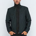 Jovani Leather Jacket // Navy Tafta (S)