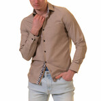 Abram Reversible Cuff Button-Down Shirt // Light Brown (L)