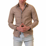 Abram Reversible Cuff Button-Down Shirt // Light Brown (L)